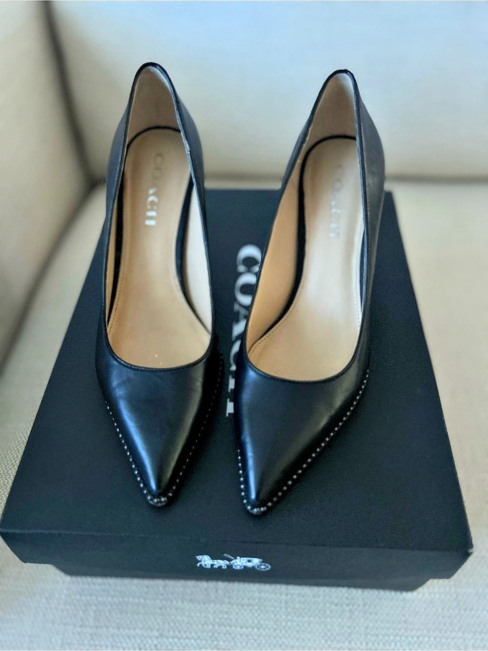 Coach Waverly Pointed Toe Pump Heels in Black